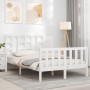 Doppelbettgestell mit weißem Massivholz-Kopfteil von vidaXL, Betten und Lattenroste - Ref: Foro24-3191942, Preis: 127,99 €, R...
