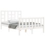 Double bed frame with white solid wood headboard by vidaXL, Beds and slatted bases - Ref: Foro24-3191942, Price: 127,90 €, Di...