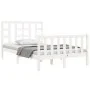 Double bed frame with white solid wood headboard by vidaXL, Beds and slatted bases - Ref: Foro24-3191942, Price: 126,30 €, Di...