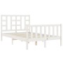 Double bed frame with white solid wood headboard by vidaXL, Beds and slatted bases - Ref: Foro24-3191942, Price: 127,90 €, Di...