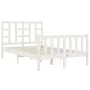 Double bed frame with white solid wood headboard by vidaXL, Beds and slatted bases - Ref: Foro24-3191942, Price: 126,30 €, Di...