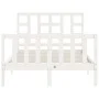 Double bed frame with white solid wood headboard by vidaXL, Beds and slatted bases - Ref: Foro24-3191942, Price: 126,30 €, Di...