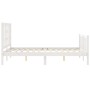 Double bed frame with white solid wood headboard by vidaXL, Beds and slatted bases - Ref: Foro24-3191942, Price: 127,90 €, Di...