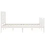 Double bed frame with white solid wood headboard by vidaXL, Beds and slatted bases - Ref: Foro24-3191942, Price: 126,30 €, Di...