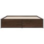 Estructura cama madera ingeniería metal marrón roble 200x200 cm