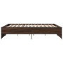 Estructura cama madera ingeniería metal marrón roble 200x200 cm