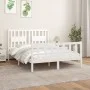 Bed frame with white pine wood headboard 120x200 cm by vidaXL, Beds and slatted bases - Ref: Foro24-3188162, Price: 129,32 €,...