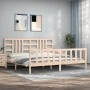 Bed frame with solid wood headboard 200x200 cm by vidaXL, Beds and slatted bases - Ref: Foro24-3191991, Price: 142,27 €, Disc...