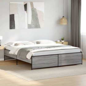 Estructura cama madera ingeniería metal gris Sonoma 180x200 cm en Camas y somieres | Comprar online en Foro24
