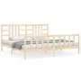 Bed frame with solid wood headboard 200x200 cm by vidaXL, Beds and slatted bases - Ref: Foro24-3191991, Price: 142,27 €, Disc...