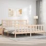 Bed frame with solid wood headboard 200x200 cm by vidaXL, Beds and slatted bases - Ref: Foro24-3191991, Price: 142,27 €, Disc...