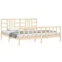 Bed frame with solid wood headboard 200x200 cm by vidaXL, Beds and slatted bases - Ref: Foro24-3191991, Price: 142,27 €, Disc...