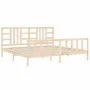 Bed frame with solid wood headboard 200x200 cm by vidaXL, Beds and slatted bases - Ref: Foro24-3191991, Price: 142,27 €, Disc...