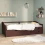 3-seater sofa bed with drawers solid pine dark brown 90x200 cm by vidaXL, Beds and slatted bases - Ref: Foro24-322172, Price:...