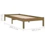 Honey brown pine solid wood bed frame 100x200 cm by vidaXL, Beds and slatted bases - Ref: Foro24-810010, Price: 70,71 €, Disc...