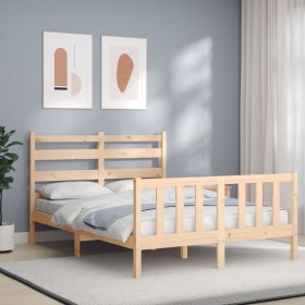 Bed frame with solid wood headboard 140x190 cm by vidaXL, Beds and slatted bases - Ref: Foro24-3192016, Price: 125,07 €, Disc...