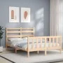 Bed frame with solid wood headboard 140x190 cm by vidaXL, Beds and slatted bases - Ref: Foro24-3192016, Price: 123,47 €, Disc...