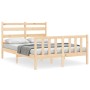 Bed frame with solid wood headboard 140x190 cm by vidaXL, Beds and slatted bases - Ref: Foro24-3192016, Price: 125,07 €, Disc...