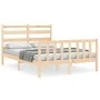 Bed frame with solid wood headboard 140x190 cm by vidaXL, Beds and slatted bases - Ref: Foro24-3192016, Price: 123,47 €, Disc...