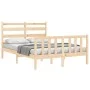Bed frame with solid wood headboard 140x190 cm by vidaXL, Beds and slatted bases - Ref: Foro24-3192016, Price: 123,47 €, Disc...