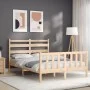 Bed frame with solid wood headboard 140x190 cm by vidaXL, Beds and slatted bases - Ref: Foro24-3192016, Price: 123,47 €, Disc...