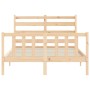 Bed frame with solid wood headboard 140x190 cm by vidaXL, Beds and slatted bases - Ref: Foro24-3192016, Price: 125,07 €, Disc...