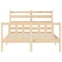 Bed frame with solid wood headboard 140x190 cm by vidaXL, Beds and slatted bases - Ref: Foro24-3192016, Price: 123,47 €, Disc...