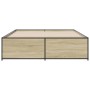Estructura cama madera ingeniería metal roble Sonoma 140x200 cm
