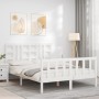 Doppelbettgestell mit weißem Massivholz-Kopfteil von vidaXL, Betten und Lattenroste - Ref: Foro24-3191977, Preis: 150,57 €, R...