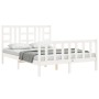 Doppelbettgestell mit weißem Massivholz-Kopfteil von vidaXL, Betten und Lattenroste - Ref: Foro24-3191977, Preis: 150,57 €, R...