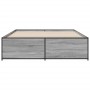 Estructura cama madera ingeniería metal gris Sonoma 140x200 cm