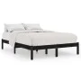 Black solid wood double bed frame 135x190 cm by vidaXL, Beds and slatted bases - Ref: Foro24-809996, Price: 87,31 €, Discount: %