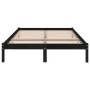 Black solid wood double bed frame 135x190 cm by vidaXL, Beds and slatted bases - Ref: Foro24-809996, Price: 87,31 €, Discount: %