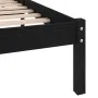 Black solid wood double bed frame 135x190 cm by vidaXL, Beds and slatted bases - Ref: Foro24-809996, Price: 87,31 €, Discount: %