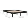Black solid wood double bed frame 135x190 cm by vidaXL, Beds and slatted bases - Ref: Foro24-809996, Price: 87,31 €, Discount: %