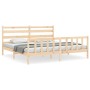 Bed frame with solid wood headboard 200x200 cm by vidaXL, Beds and slatted bases - Ref: Foro24-3192056, Price: 141,28 €, Disc...