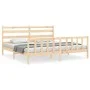 Bed frame with solid wood headboard 200x200 cm by vidaXL, Beds and slatted bases - Ref: Foro24-3192056, Price: 139,63 €, Disc...