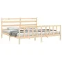 Bed frame with solid wood headboard 200x200 cm by vidaXL, Beds and slatted bases - Ref: Foro24-3192056, Price: 139,63 €, Disc...