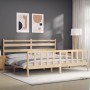 Bed frame with solid wood headboard 200x200 cm by vidaXL, Beds and slatted bases - Ref: Foro24-3192056, Price: 141,28 €, Disc...