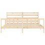 Bed frame with solid wood headboard 200x200 cm by vidaXL, Beds and slatted bases - Ref: Foro24-3192056, Price: 141,28 €, Disc...