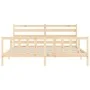 Bed frame with solid wood headboard 200x200 cm by vidaXL, Beds and slatted bases - Ref: Foro24-3192056, Price: 139,63 €, Disc...