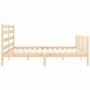 Bed frame with solid wood headboard 200x200 cm by vidaXL, Beds and slatted bases - Ref: Foro24-3192056, Price: 141,28 €, Disc...