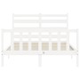 White solid wood bed frame with headboard 140x200 cm by vidaXL, Beds and slatted bases - Ref: Foro24-3192037, Price: 131,87 €...