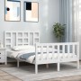 White solid wood bed frame with headboard 120x200 cm by vidaXL, Beds and slatted bases - Ref: Foro24-3191967, Price: 127,58 €...