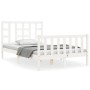 White solid wood bed frame with headboard 120x200 cm by vidaXL, Beds and slatted bases - Ref: Foro24-3191967, Price: 127,58 €...