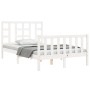 White solid wood bed frame with headboard 120x200 cm by vidaXL, Beds and slatted bases - Ref: Foro24-3191967, Price: 127,58 €...