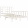 White solid wood bed frame with headboard 120x200 cm by vidaXL, Beds and slatted bases - Ref: Foro24-3191967, Price: 127,58 €...