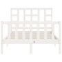 White solid wood bed frame with headboard 120x200 cm by vidaXL, Beds and slatted bases - Ref: Foro24-3191967, Price: 127,58 €...