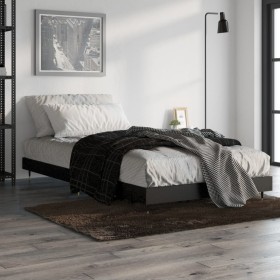 Estructura de cama madera de ingeniería negra 90x200 cm