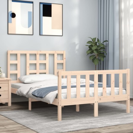 Bed frame with solid wood headboard 120x200 cm by vidaXL, Beds and slatted bases - Ref: Foro24-3191966, Price: 117,14 €, Disc...